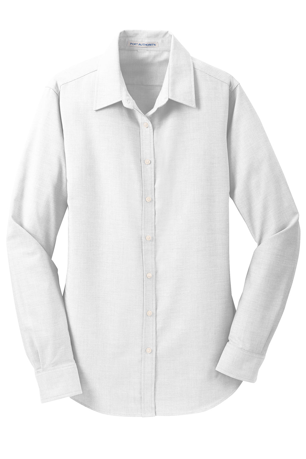 Port Authority L658 Womens SuperPro Oxford Wrinkle Resistant Long Sleeve Button Down Shirt White Flat Front