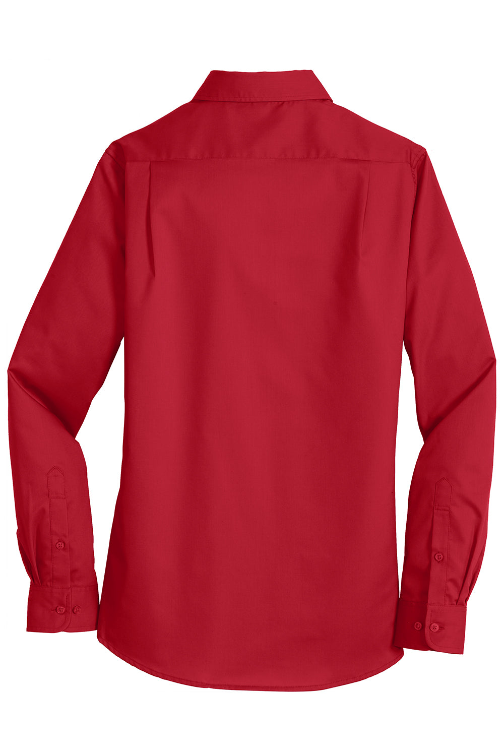 Port Authority L663 Womens SuperPro Wrinkle Resistant Long Sleeve Button Down Shirt Rich Red Flat Back