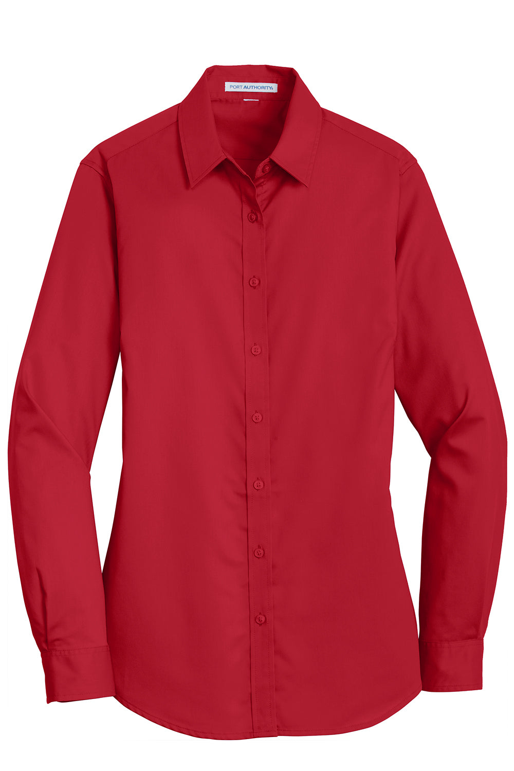 Port Authority L663 Womens SuperPro Wrinkle Resistant Long Sleeve Button Down Shirt Rich Red Flat Front