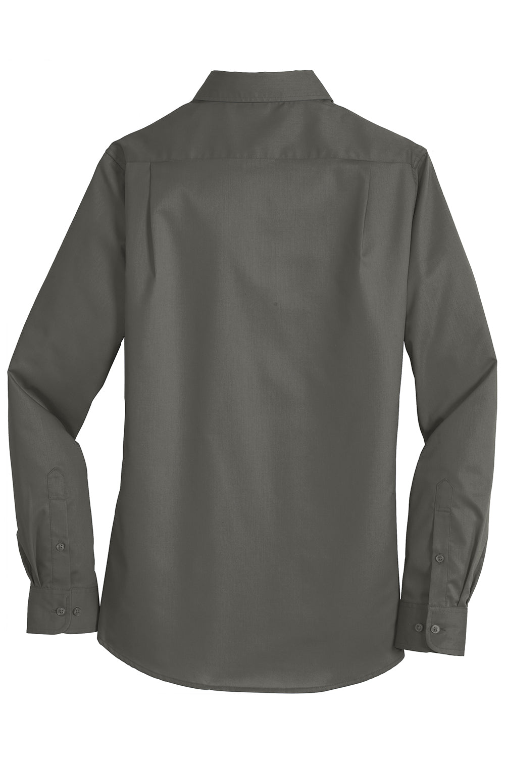 Port Authority L663 Womens SuperPro Wrinkle Resistant Long Sleeve Button Down Shirt Sterling Grey Flat Back