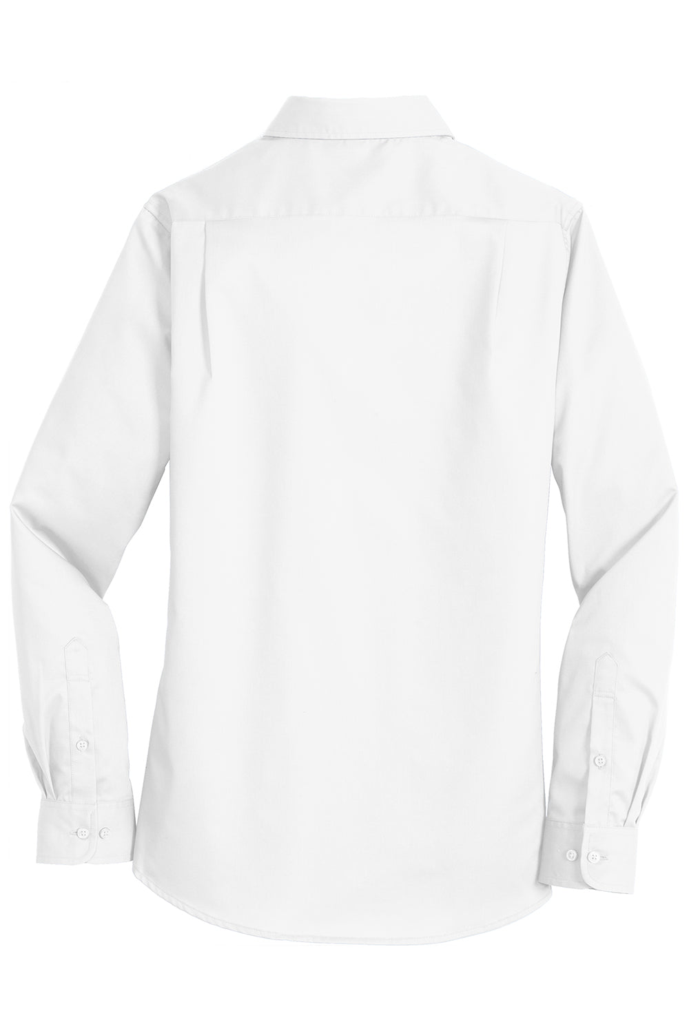 Port Authority L663 Womens SuperPro Wrinkle Resistant Long Sleeve Button Down Shirt White Flat Back