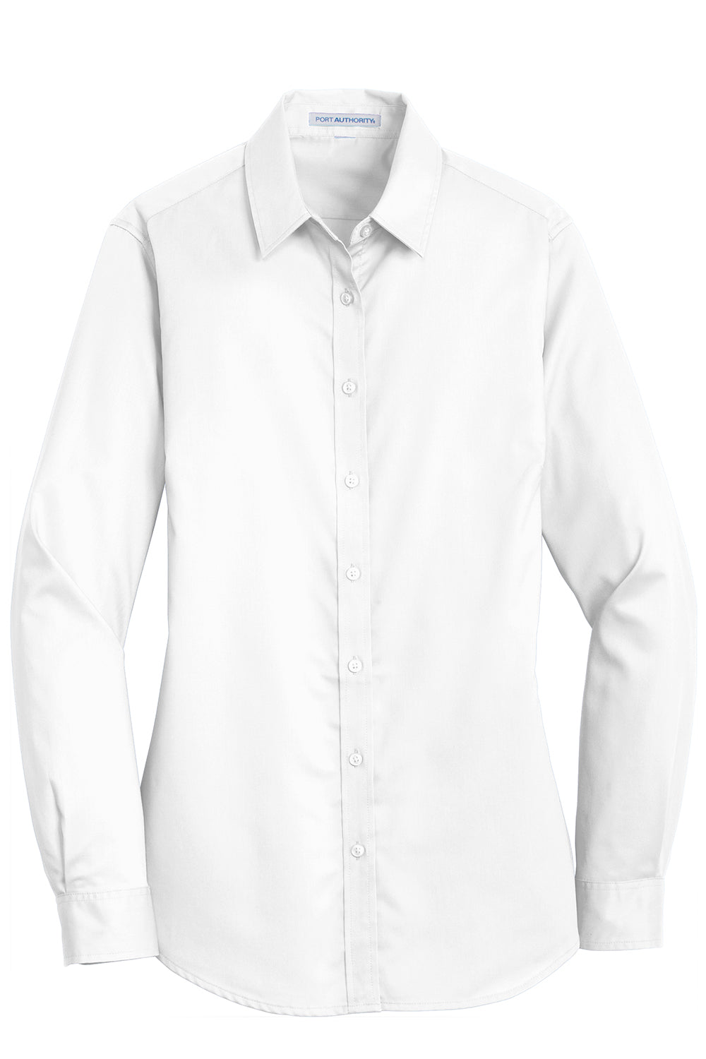 Port Authority L663 Womens SuperPro Wrinkle Resistant Long Sleeve Button Down Shirt White Flat Front