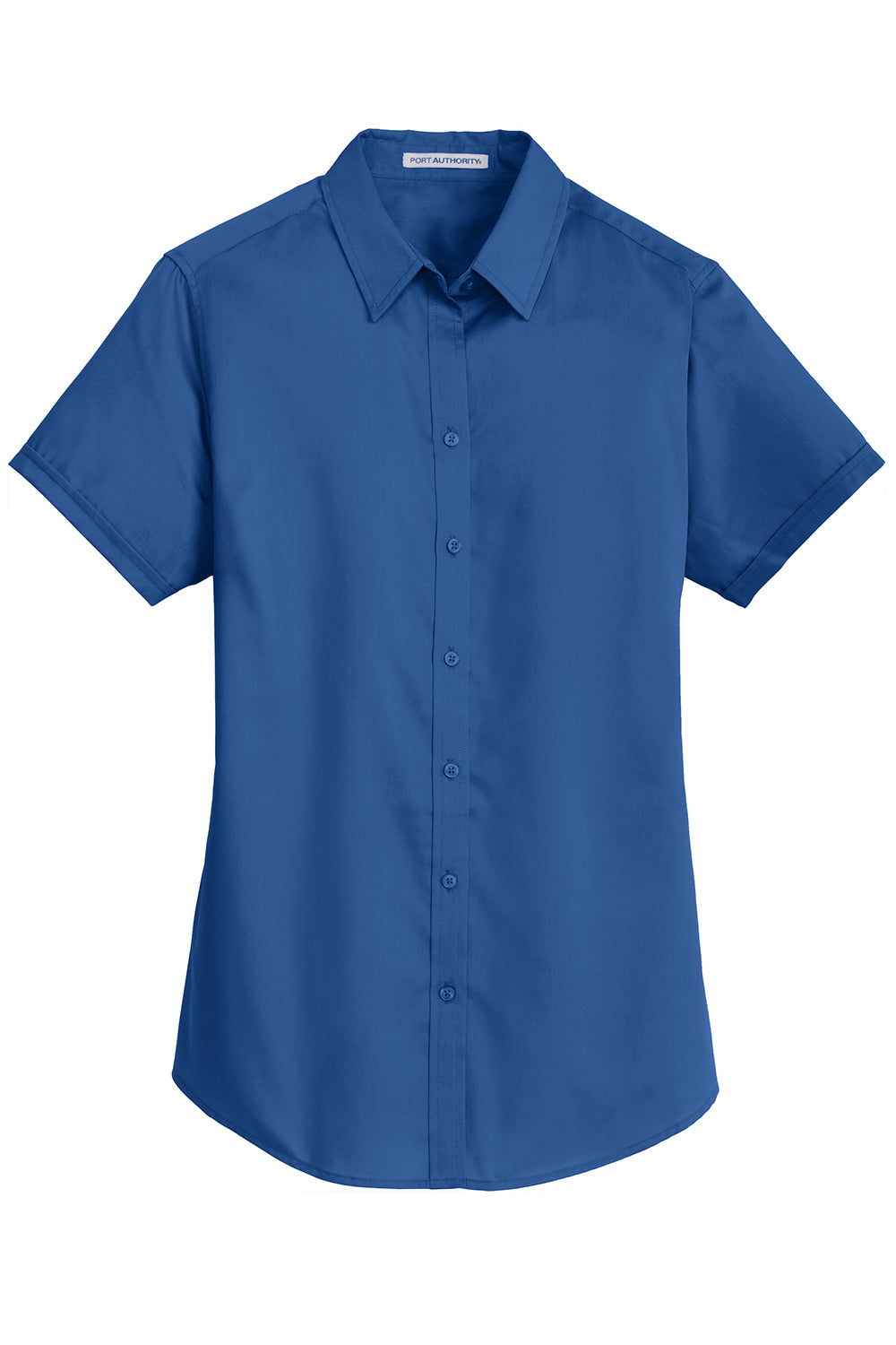 Port Authority L664 Womens SuperPro Wrinkle Resistant Short Sleeve Button Down Shirt True Blue Flat Front