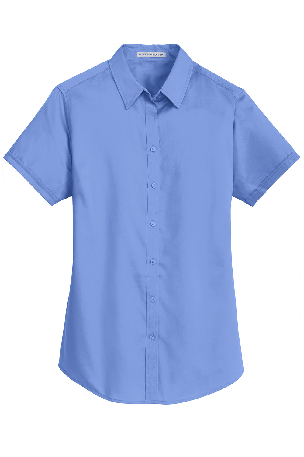 Port Authority L664 Womens SuperPro Wrinkle Resistant Short Sleeve Button Down Shirt Ultramarine Blue Flat Front