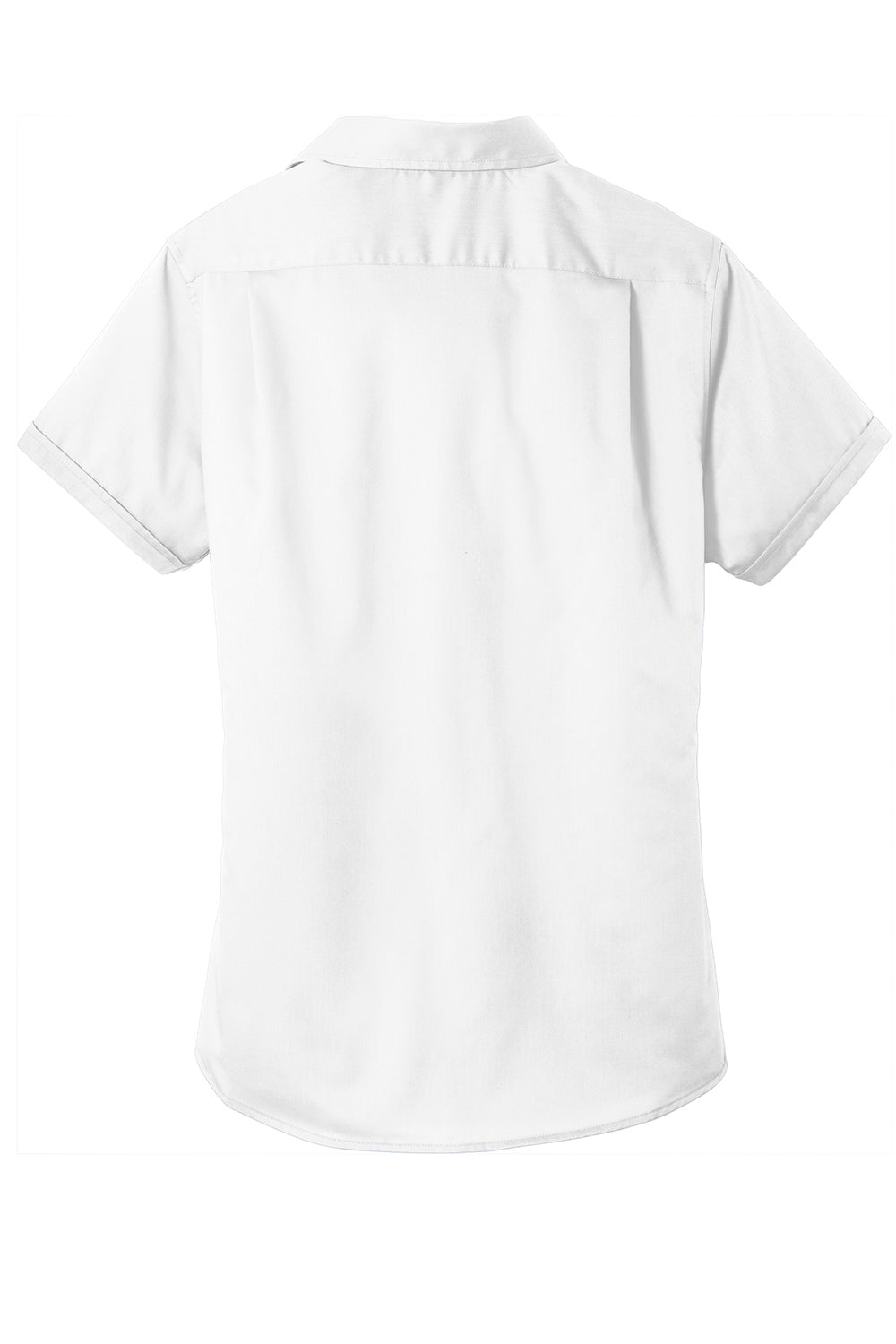 Port Authority L664 Womens SuperPro Wrinkle Resistant Short Sleeve Button Down Shirt White Flat Back