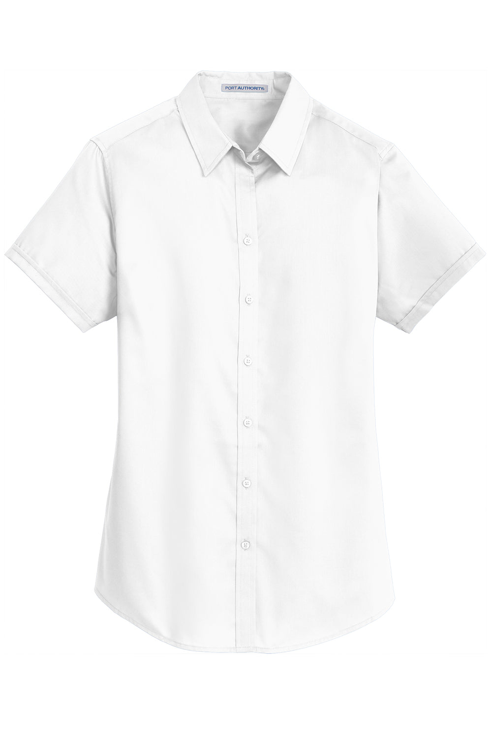 Port Authority L664 Womens SuperPro Wrinkle Resistant Short Sleeve Button Down Shirt White Flat Front