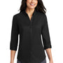 Port Authority Womens SuperPro Wrinkle Resistant 3/4 Sleeve Button Down Shirt - Black