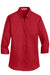 Port Authority L665 Womens SuperPro Wrinkle Resistant 3/4 Sleeve Button Down Shirt Rich Red Flat Front