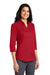 Port Authority L665 Womens SuperPro Wrinkle Resistant 3/4 Sleeve Button Down Shirt Rich Red Model 3q