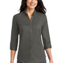 Port Authority Womens SuperPro Wrinkle Resistant 3/4 Sleeve Button Down Shirt - Sterling Grey