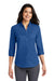 Port Authority L665 Womens SuperPro Wrinkle Resistant 3/4 Sleeve Button Down Shirt True Blue Model Front