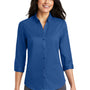 Port Authority Womens SuperPro Wrinkle Resistant 3/4 Sleeve Button Down Shirt - True Blue