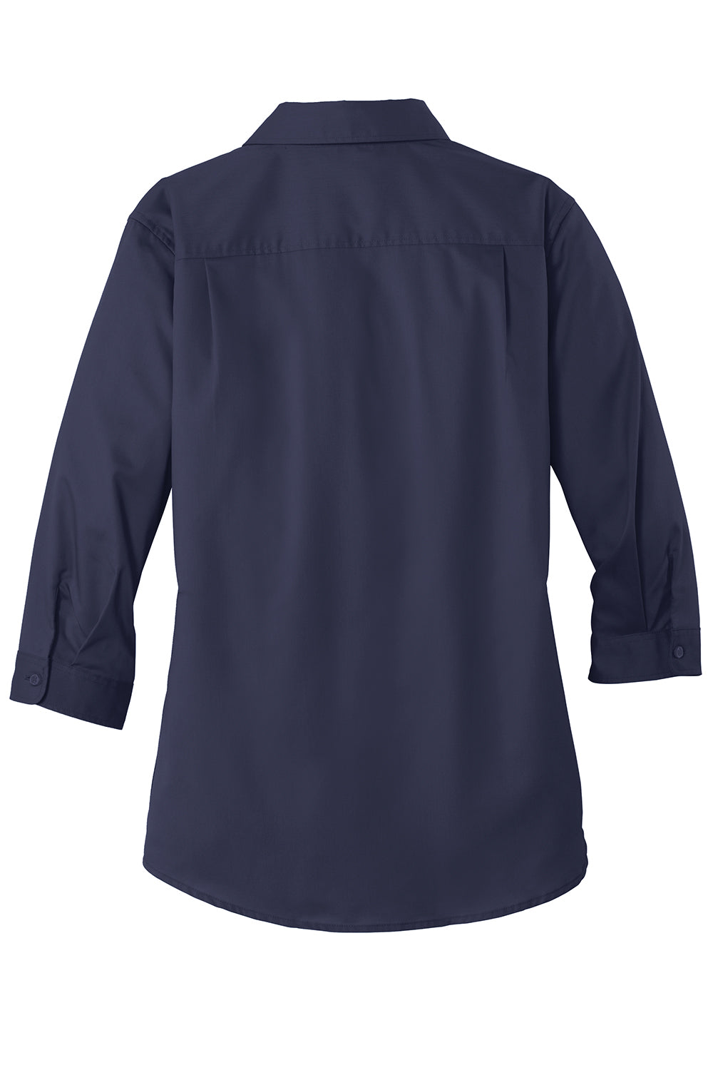 Port Authority L665 Womens SuperPro Wrinkle Resistant 3/4 Sleeve Button Down Shirt True Navy Blue Flat Back