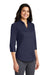 Port Authority L665 Womens SuperPro Wrinkle Resistant 3/4 Sleeve Button Down Shirt True Navy Blue Model 3q