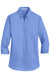 Port Authority L665 Womens SuperPro Wrinkle Resistant 3/4 Sleeve Button Down Shirt Ultramarine Blue Flat Front