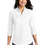 Port Authority Womens SuperPro Wrinkle Resistant 3/4 Sleeve Button Down Shirt - White