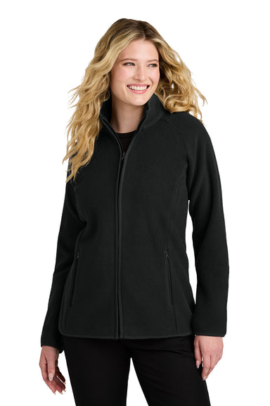 Port Authority L700 Womens C-FREE Raglan Fleece Full Zip Jacket Deep Black Model Front