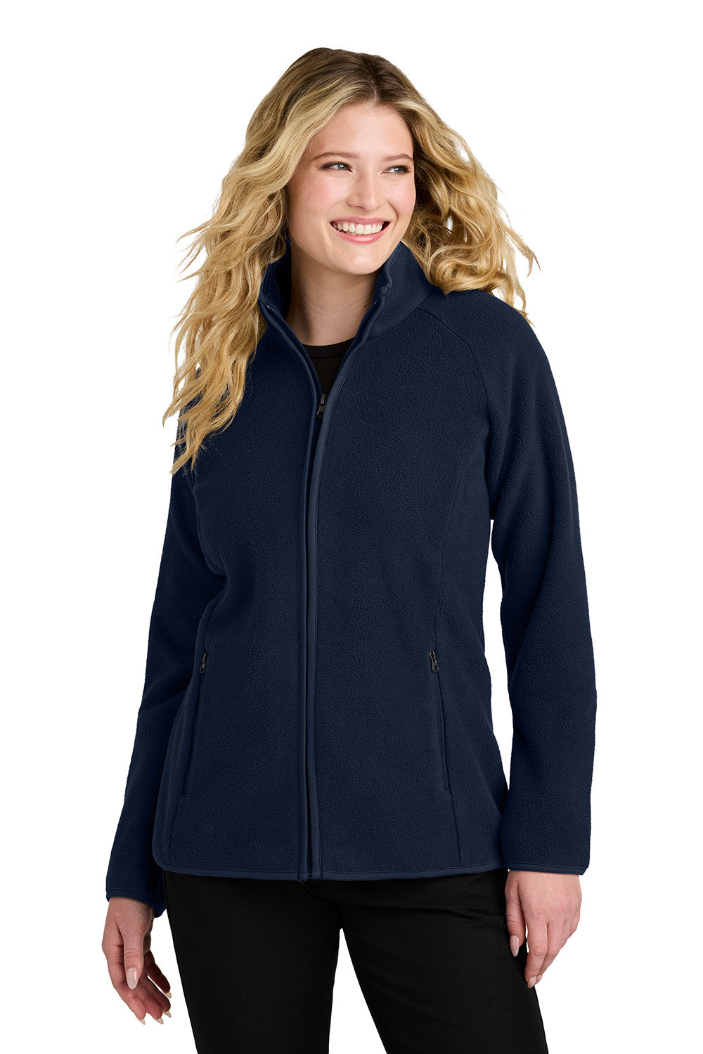 Port Authority L700 Womens C-FREE Raglan Fleece Full Zip Jacket True Navy Blue Model Front