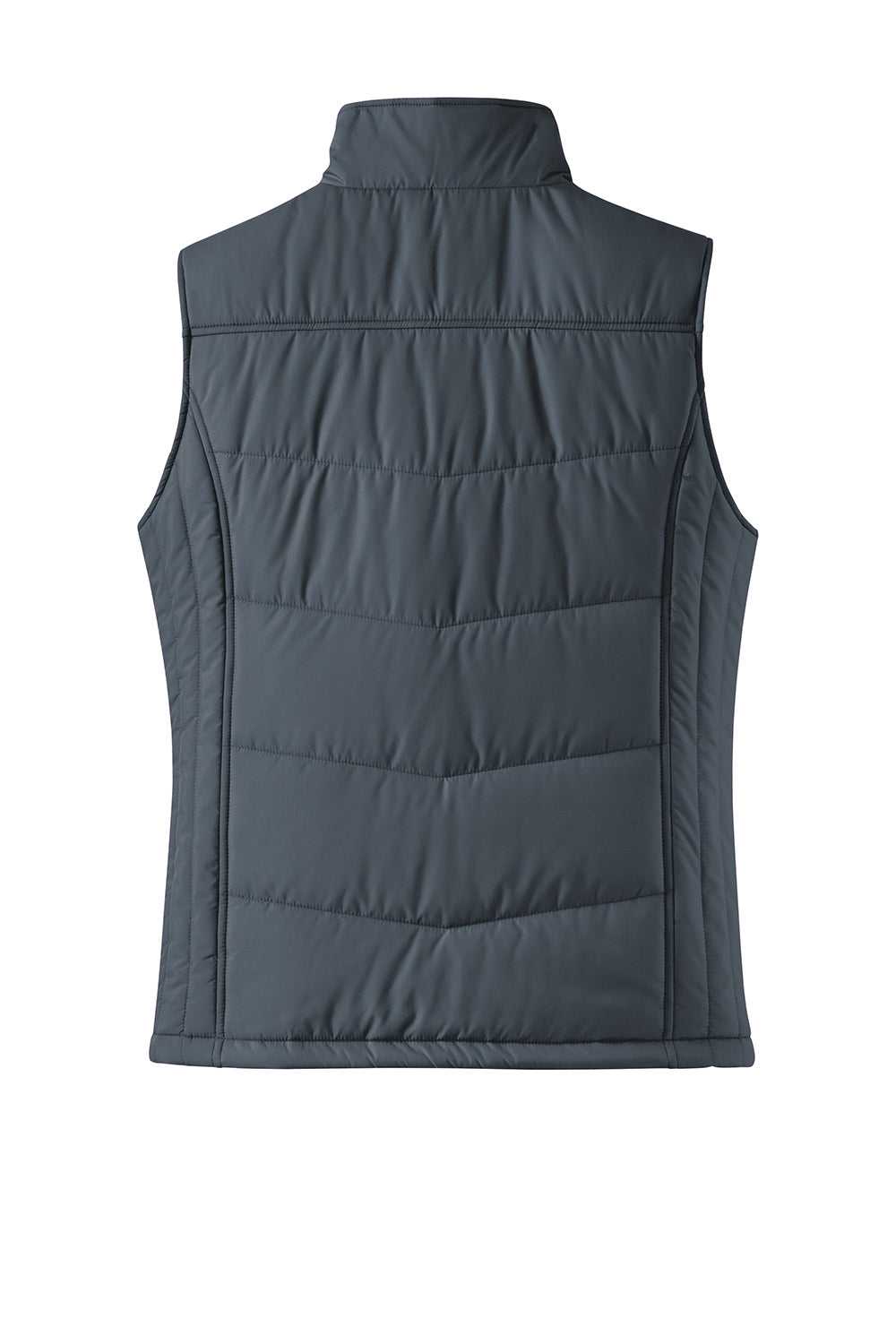 Port Authority L709 Womens Wind & Water Resistant Full Zip Puffy Vest Dark Slate Grey Flat Back