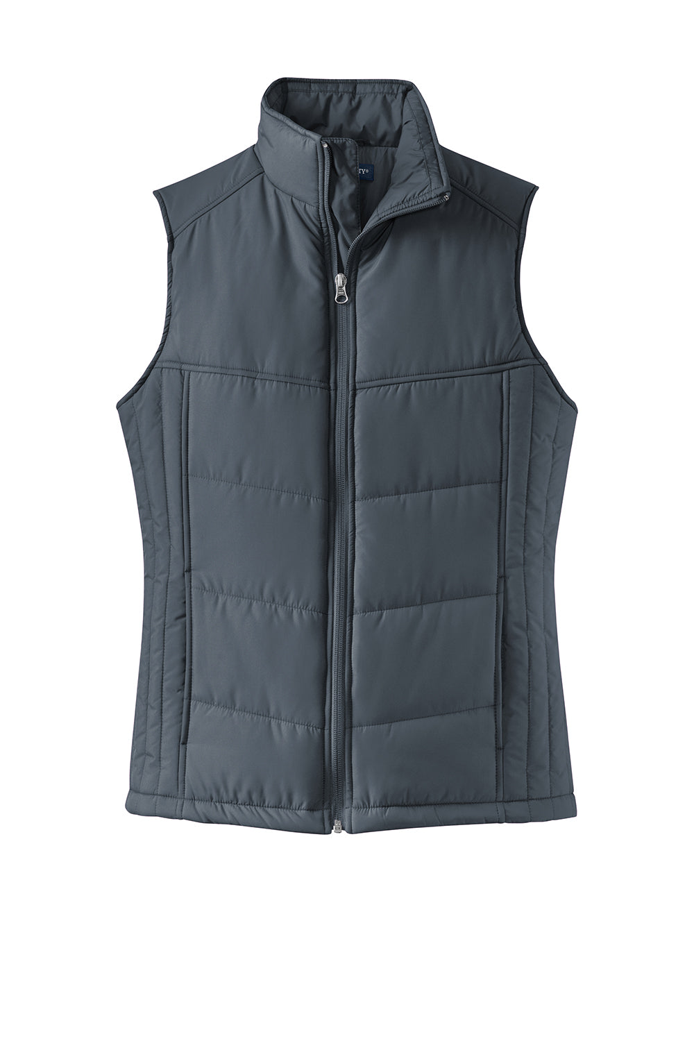 Port Authority L709 Womens Wind & Water Resistant Full Zip Puffy Vest Dark Slate Grey Flat Front