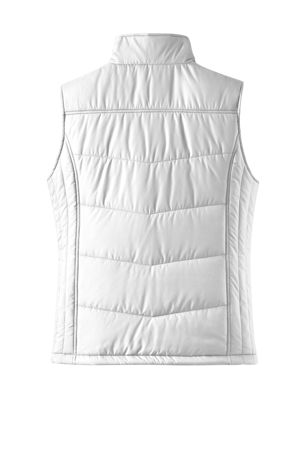 Port Authority L709 Womens Wind & Water Resistant Full Zip Puffy Vest White Flat Back