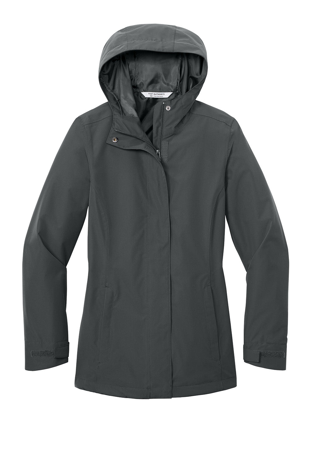 Port Authority L714 Womens C-FREE Full Zip Hooded Rain Jacket Steel Grey Flat Front