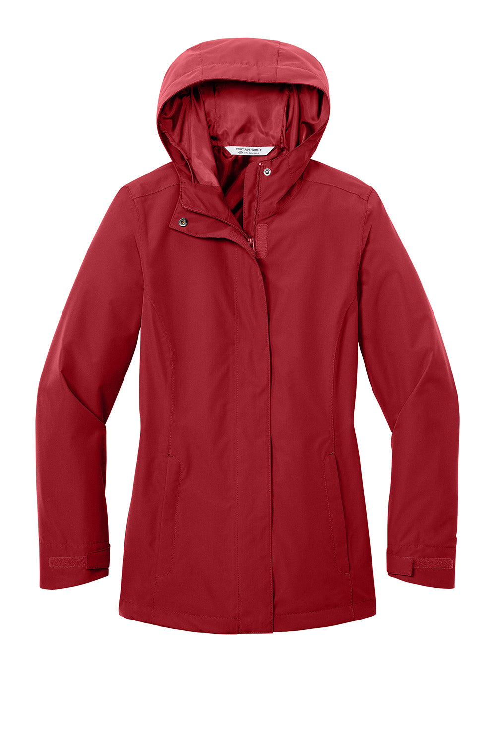 Port Authority L714 Womens C-FREE Full Zip Hooded Rain Jacket Rich Red Flat Front