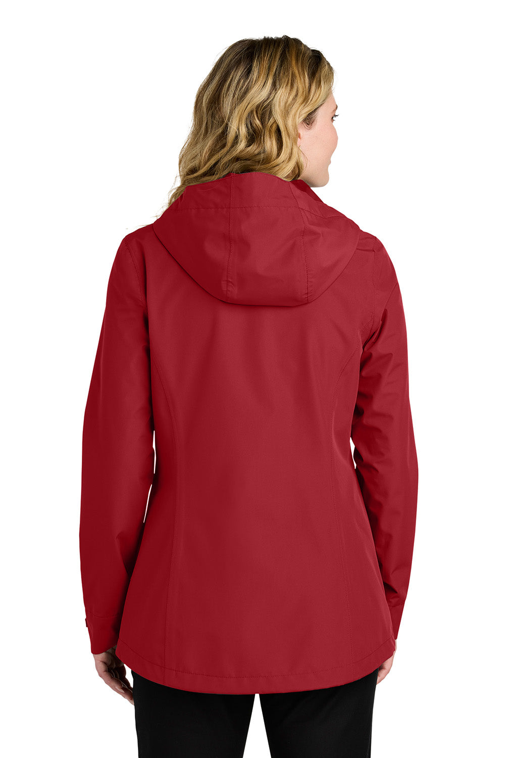 Port Authority L714 Womens C-FREE Full Zip Hooded Rain Jacket Rich Red Model Back