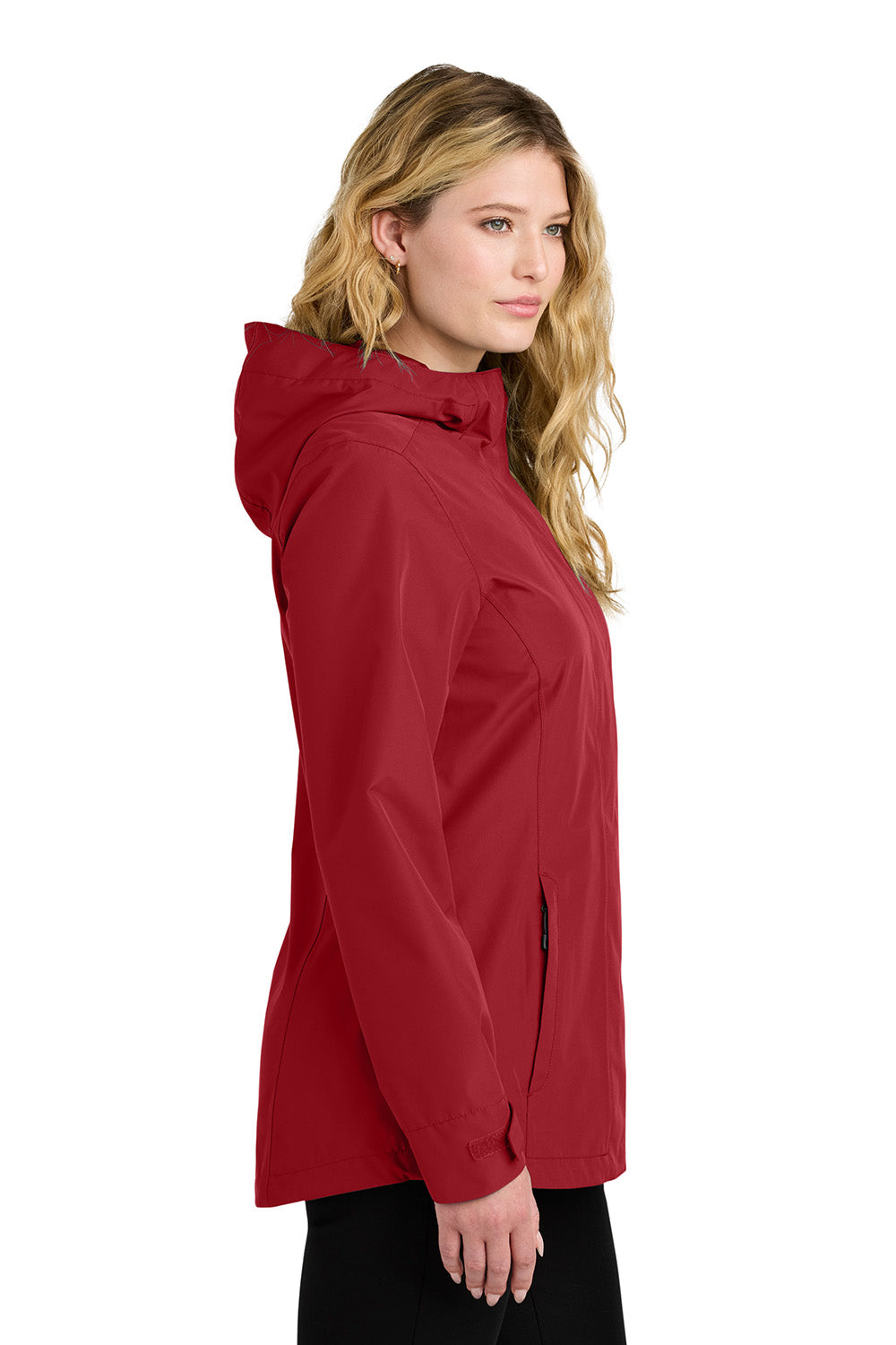 Port Authority L714 Womens C-FREE Full Zip Hooded Rain Jacket Rich Red Model Side