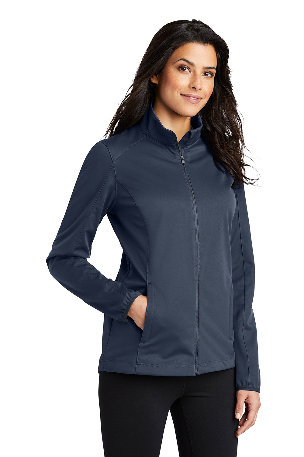 Port Authority L717 Womens Active Wind & Water Resistant Full Zip Jacket Dress Navy Blue Model 3q