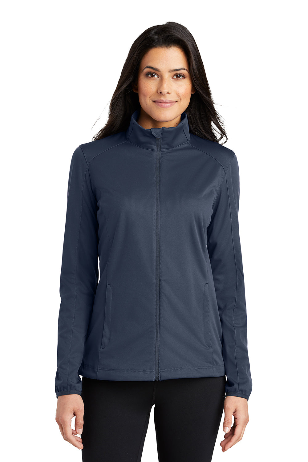 Port Authority L717 Womens Active Wind & Water Resistant Full Zip Jacket Dress Navy Blue Model Front