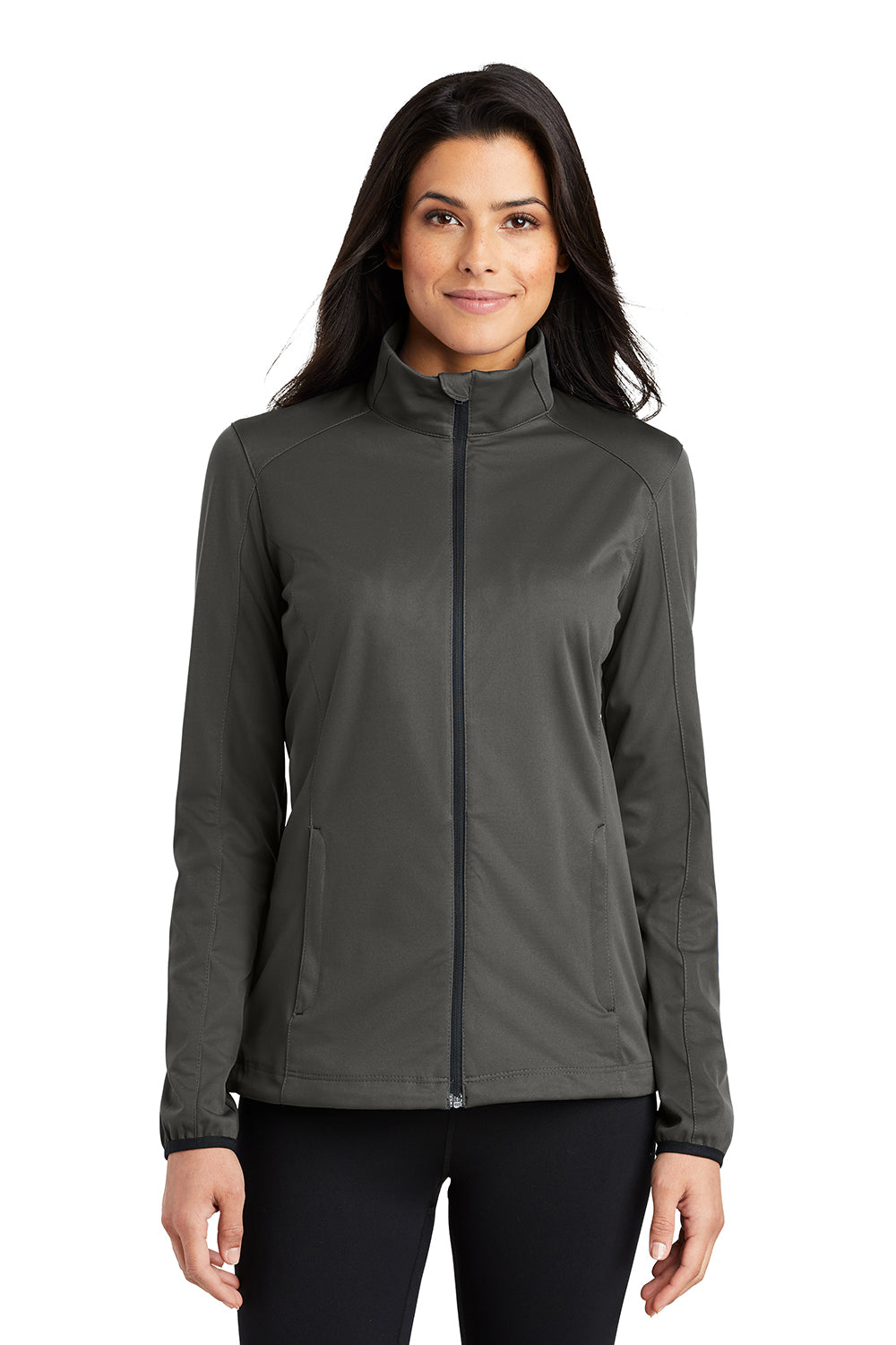 Port Authority L717 Womens Active Wind & Water Resistant Full Zip Jacket Steel Grey Model Front