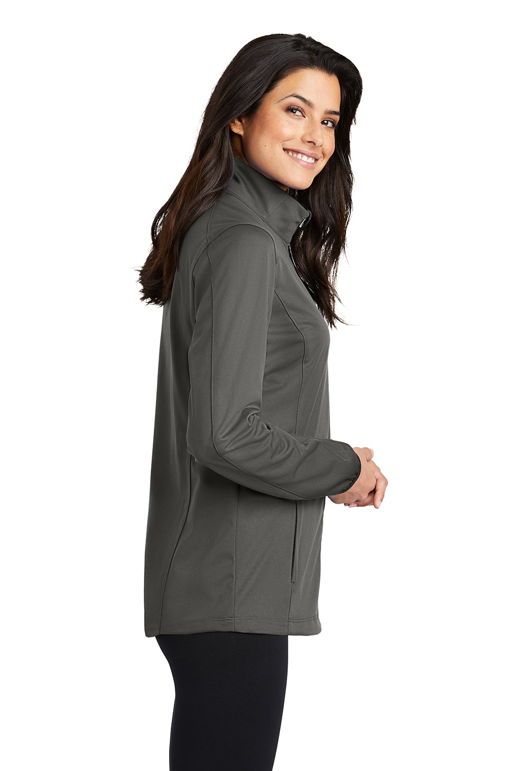 Port Authority L717 Womens Active Wind & Water Resistant Full Zip Jacket Steel Grey Model Side