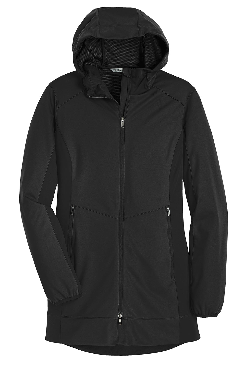 Port Authority L719 Womens Active Wind & Water Resistant Full Zip Hooded Jacket Deep Black Flat Front