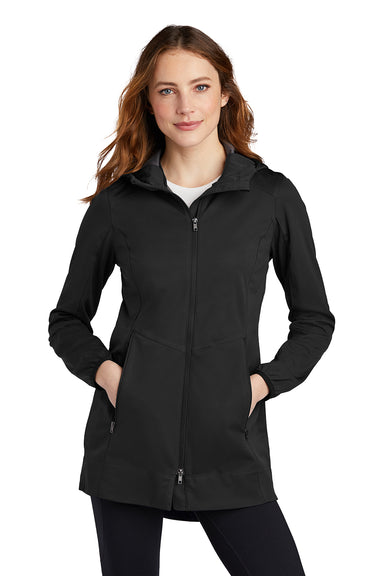 Port Authority L719 Womens Active Wind & Water Resistant Full Zip Hooded Jacket Deep Black Model Front