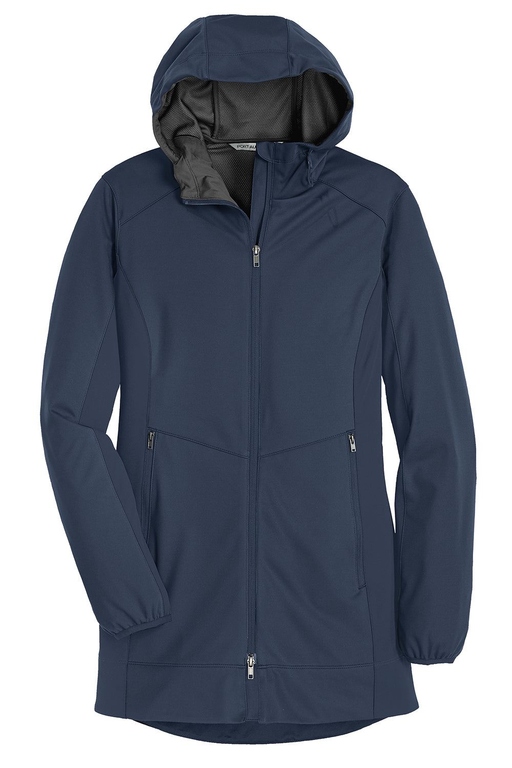 Port Authority L719 Womens Active Wind & Water Resistant Full Zip Hooded Jacket Dress Navy Blue Flat Front