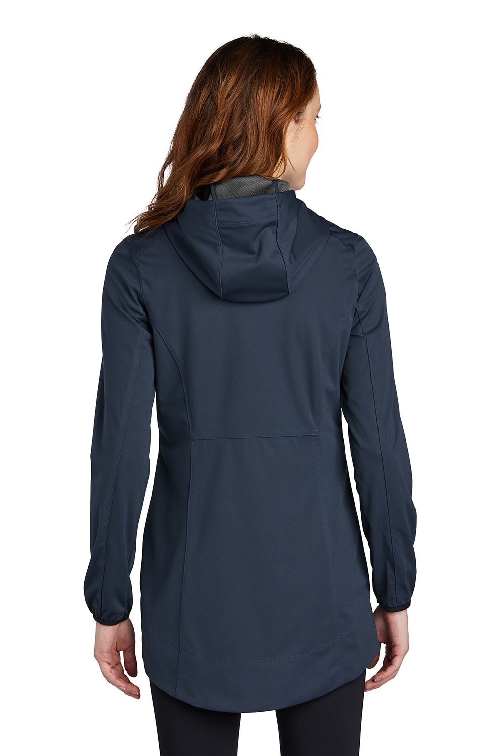 Port Authority L719 Womens Active Wind & Water Resistant Full Zip Hooded Jacket Dress Navy Blue Model Back