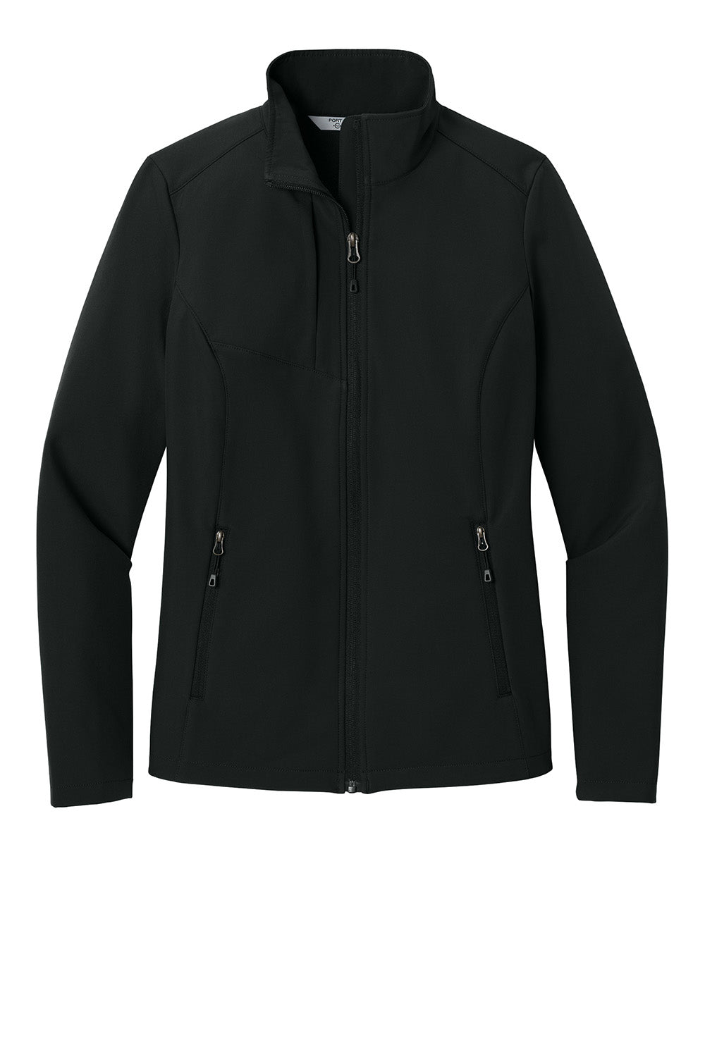 Port Authority L720 Womens C-FREE Core Soft Shell Full Zip Jacket Deep Black Flat Front