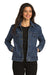 Port Authority L7620 Womens Stonewashed Denim Button Down Jacket Denim Blue Model Front