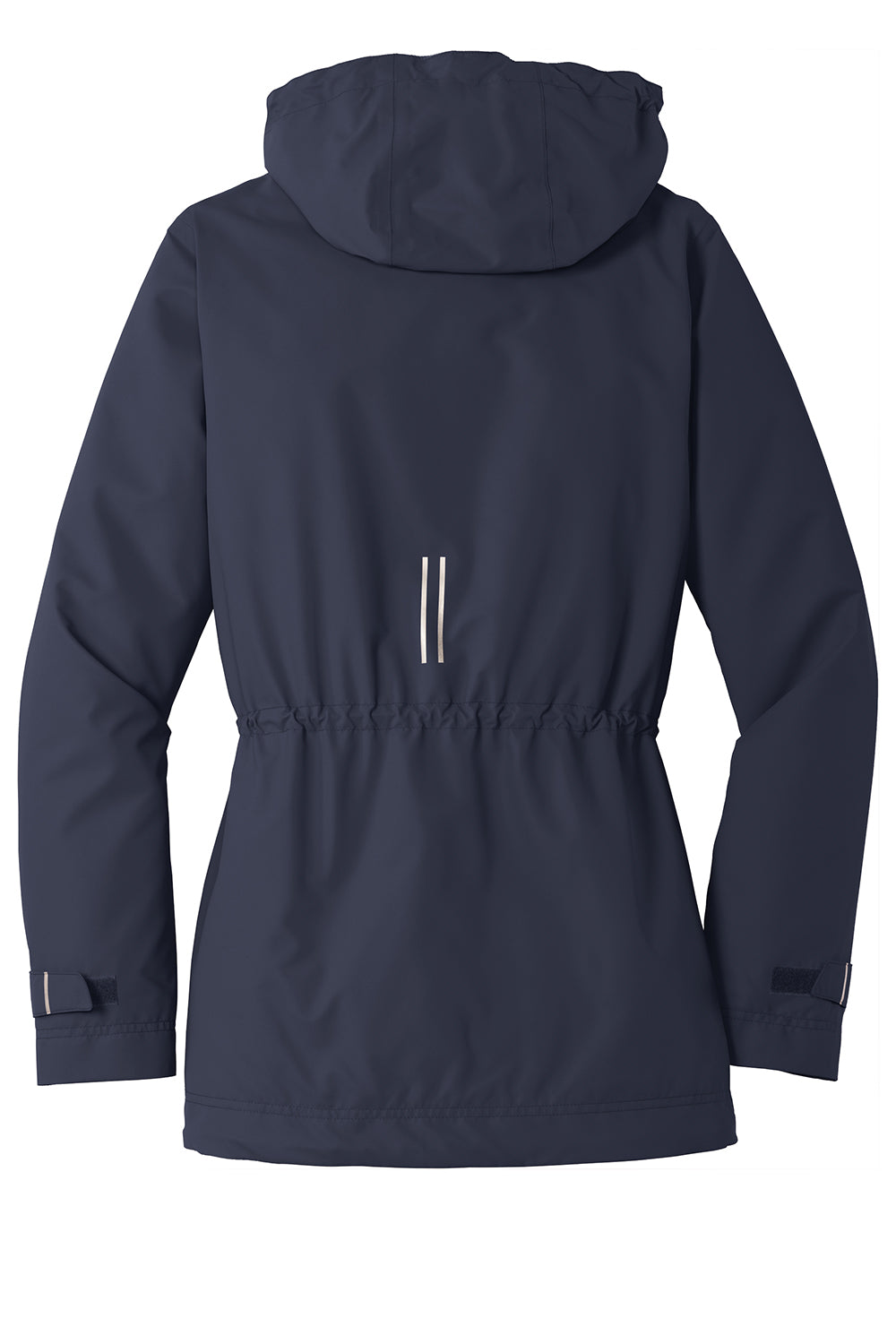 Port Authority L7710 Womens Northwest Slicker Waterproof Full Zip Hooded Jacket Navy Blue Flat Back