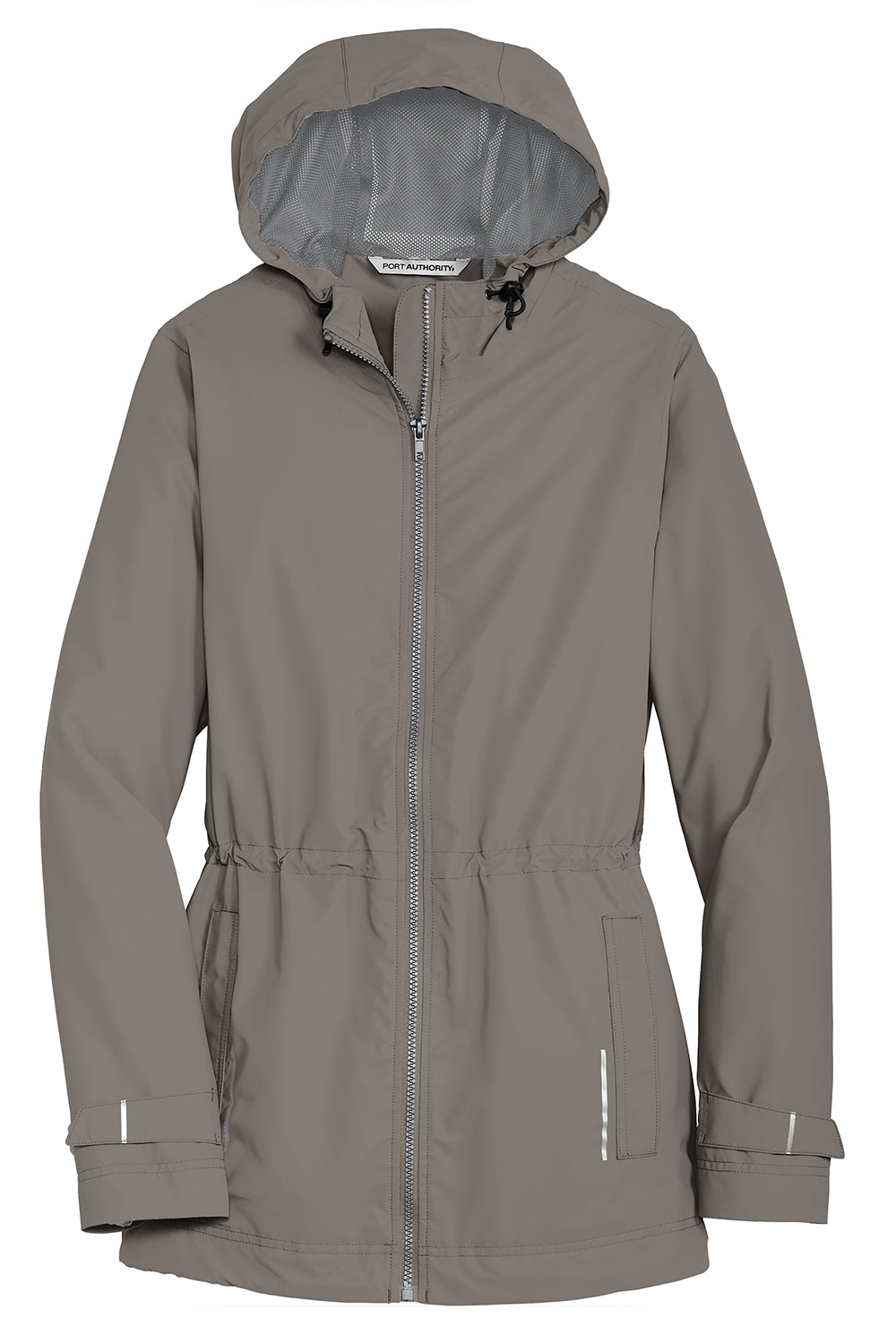 Port Authority L7710 Womens Northwest Slicker Waterproof Full Zip Hooded Jacket Northern Grey Flat Front