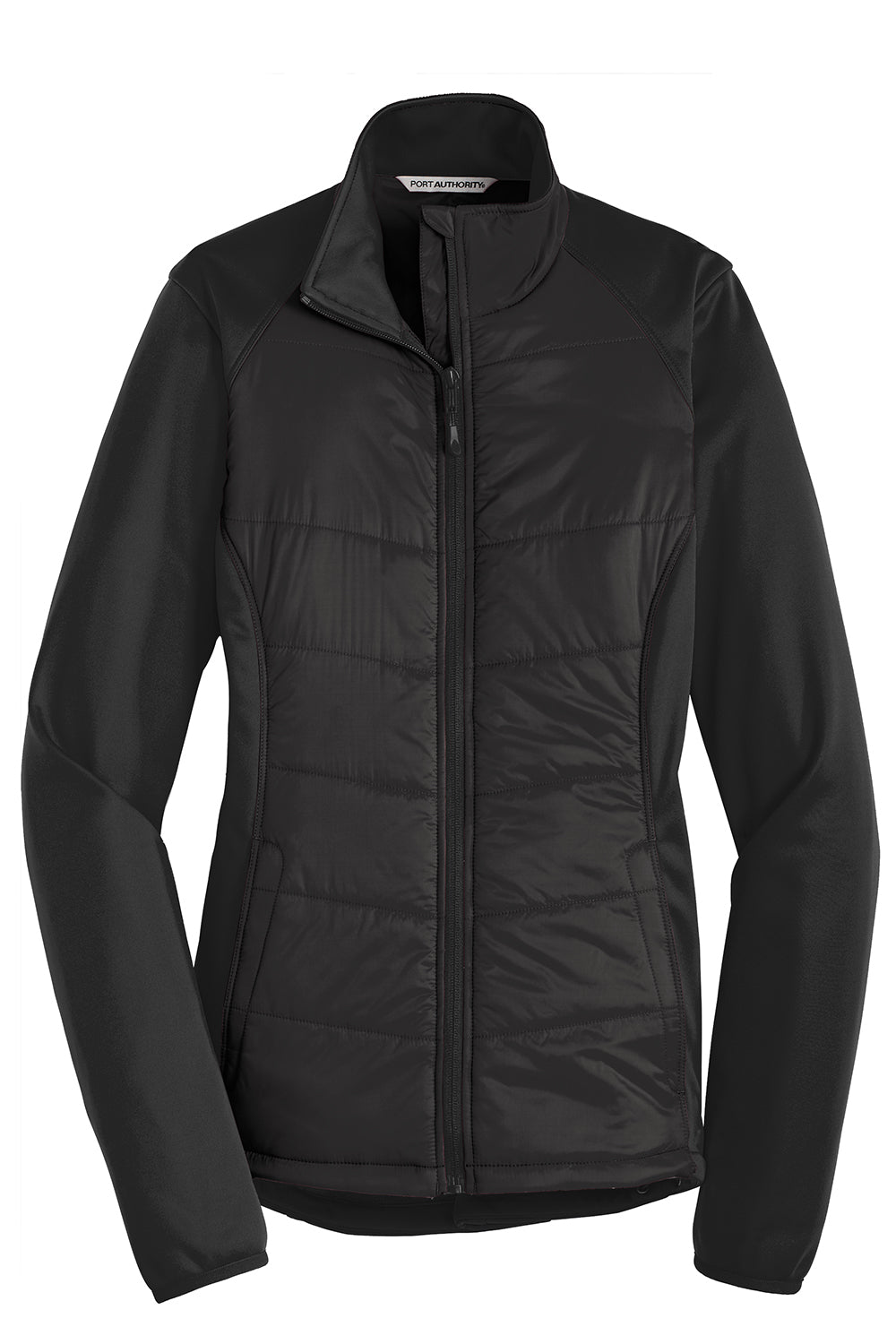 Port Authority L787 Womens Hybrid Wind & Water Resistant Full Zip Jacket Deep Black Flat Front