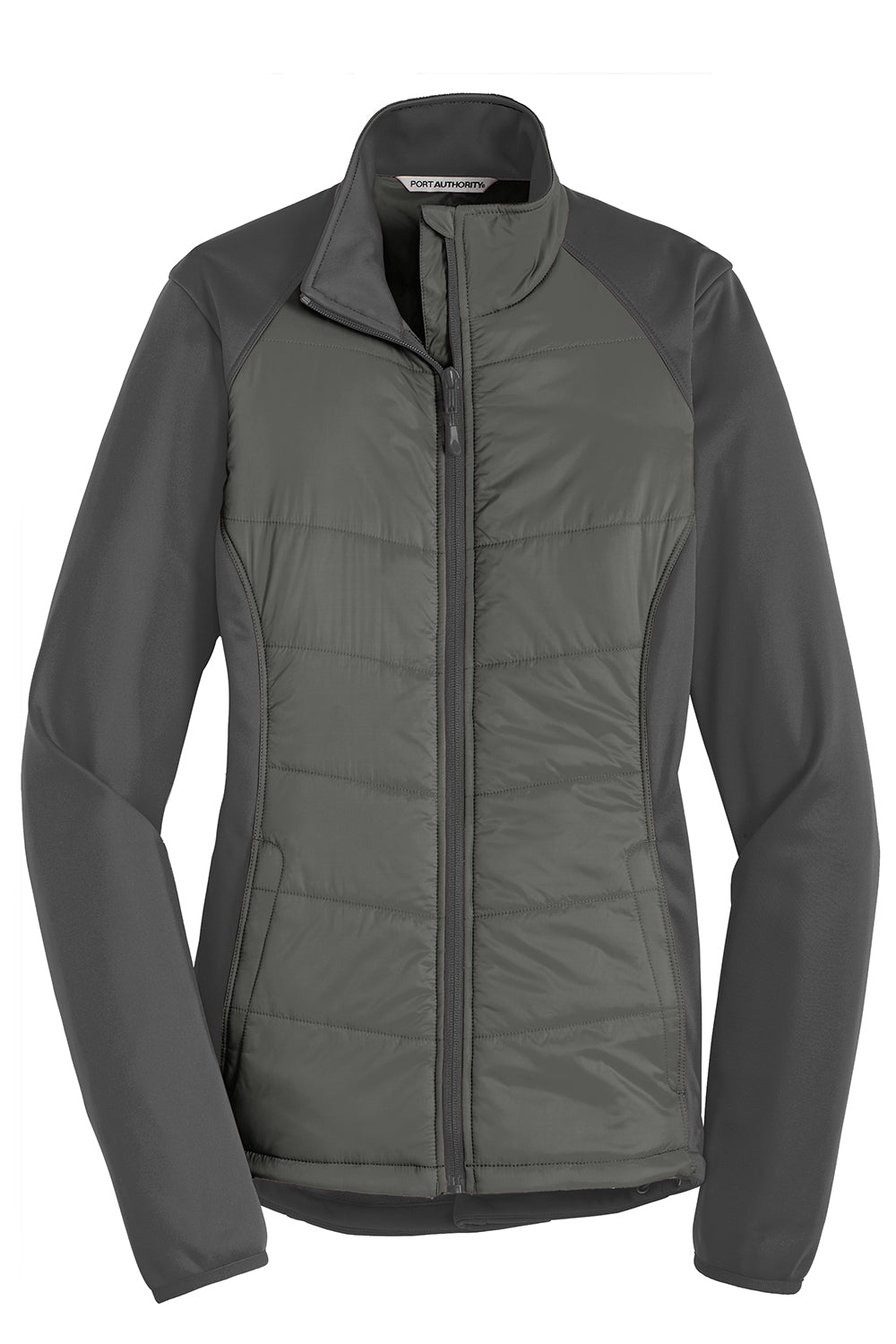 Port Authority L787 Womens Hybrid Wind & Water Resistant Full Zip Jacket Smoke Grey/Steel Grey Flat Front