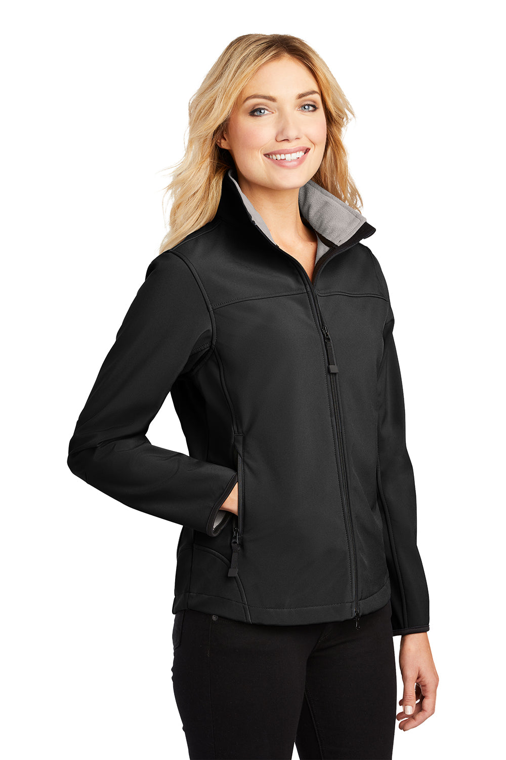 Port Authority L790 Womens Glacier Wind & Water Resistant Full Zip Jacket Black/Chrome Grey Model 3q