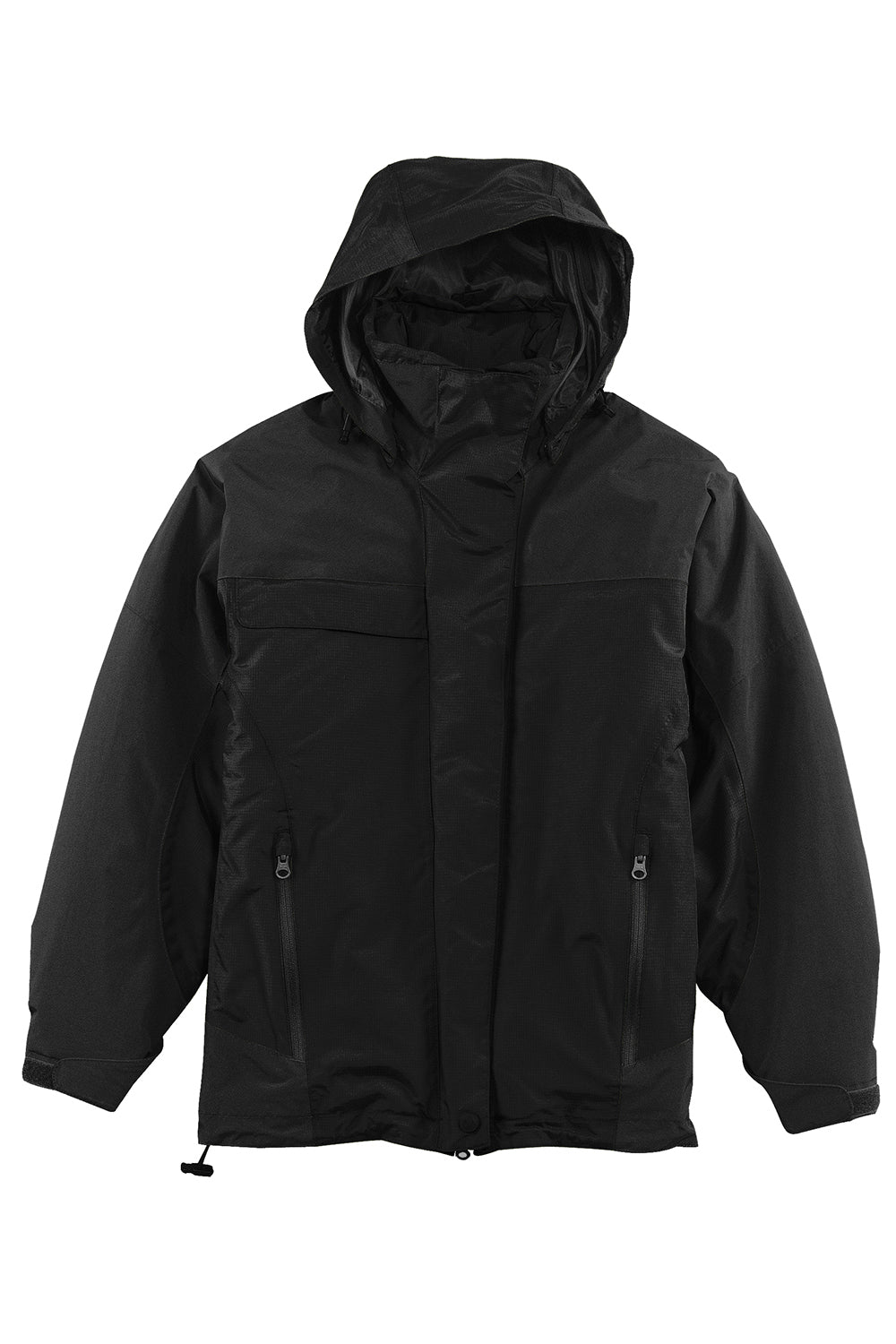 Port Authority L792 Womens Nootka Waterproof Full Zip Hooded Jacket Black Flat Front