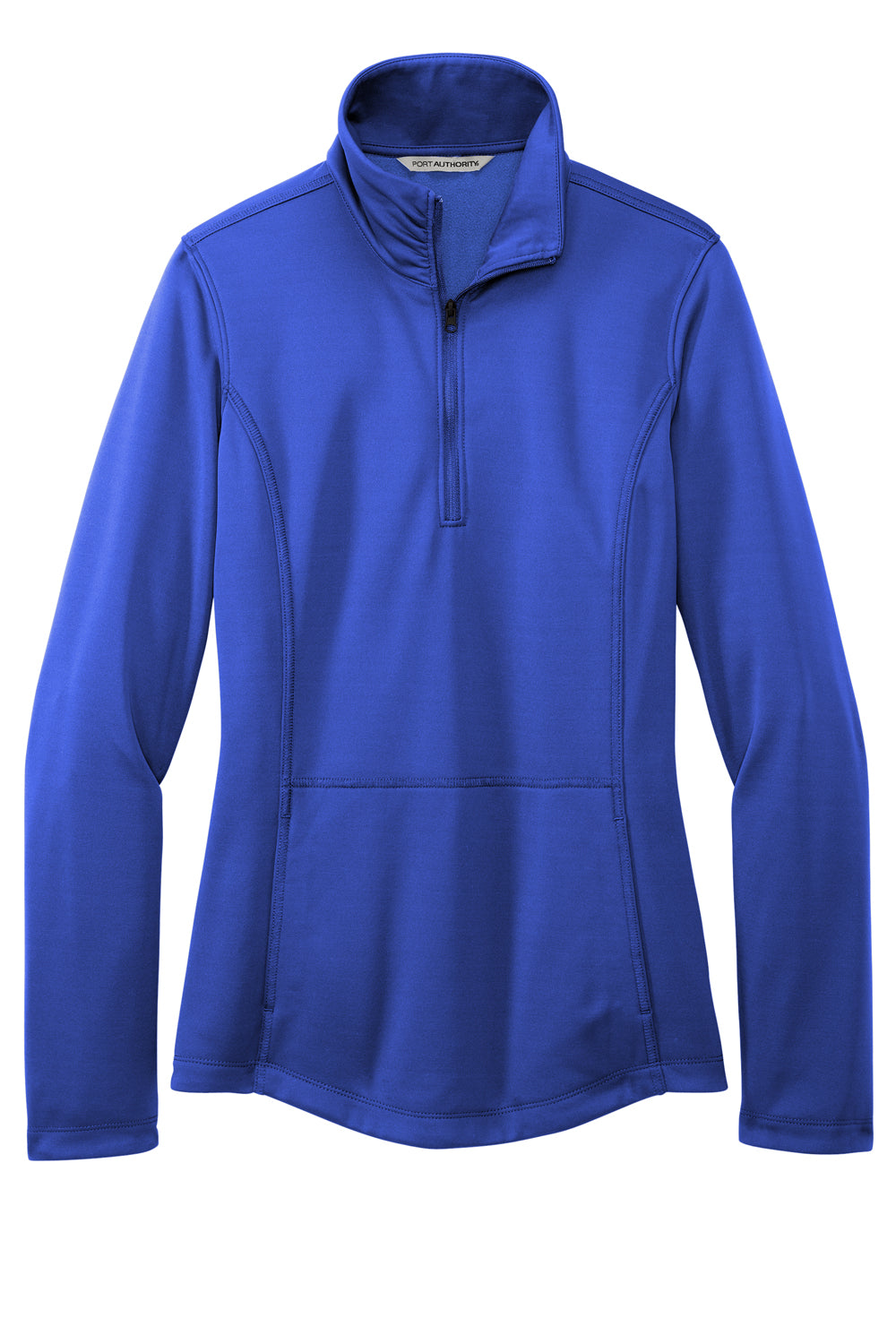 Port Authority L804 Womens Smooth Fleece 1/4 Zip Hooded Jacket True Royal Blue Flat Front