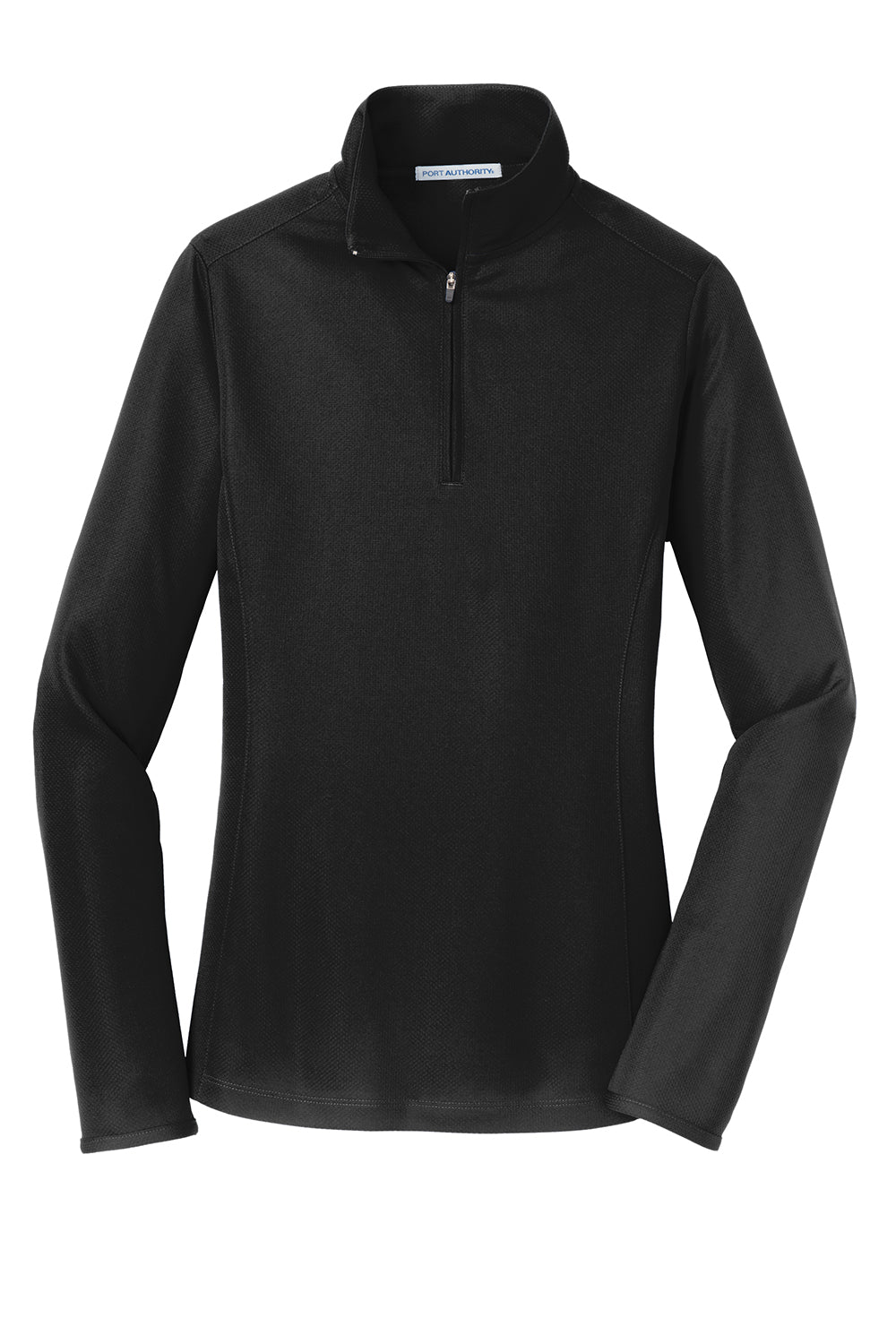 Port Authority L806 Womens Moisture Wicking 1/4 Zip Sweatshirt Black Flat Front