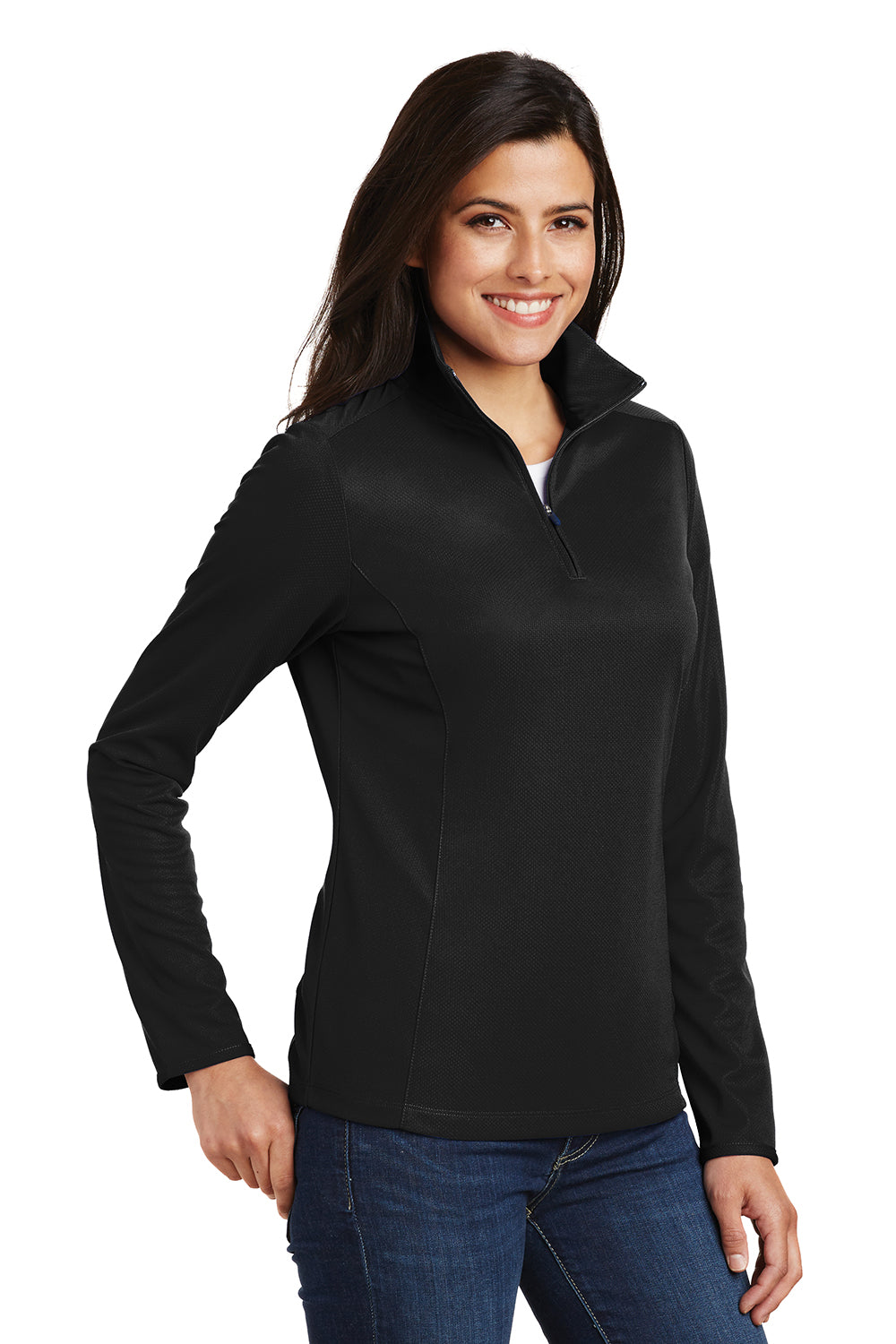 Port Authority L806 Womens Moisture Wicking 1/4 Zip Sweatshirt Black Model 3q