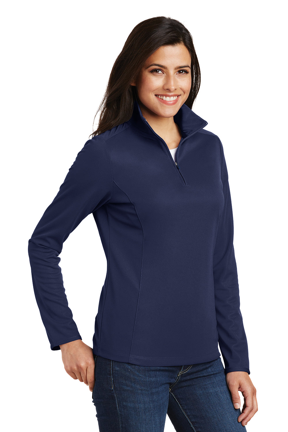 Port Authority L806 Womens Moisture Wicking 1/4 Zip Sweatshirt True Navy Blue Model 3q