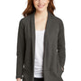 Port Authority Womens Long Sleeve Cardigan Sweater - Heather Charcoal Grey